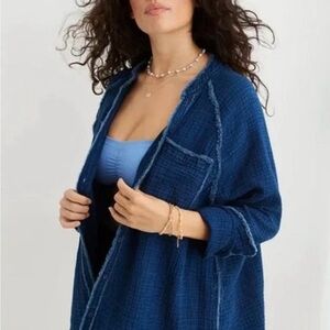 Aerie Pool to Party Shirt/Cover Up, large, dark blue